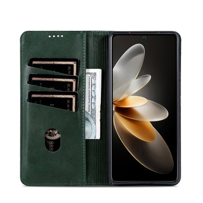 For Huawei Pura 70 AZNS Magnetic Calf Texture Flip Leather Phone Case(Dark Green) - Huawei Cases by AZNS | Online Shopping South Africa | PMC Jewellery | Buy Now Pay Later Mobicred