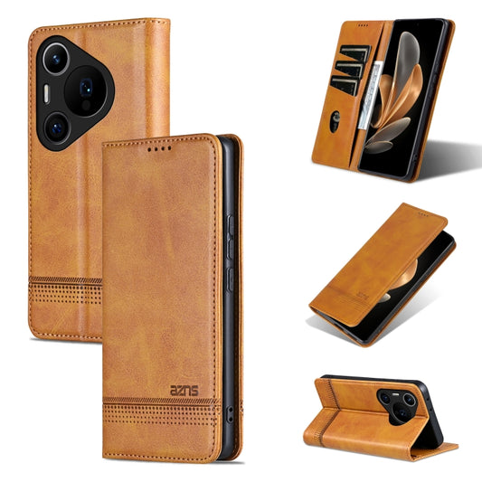 For Huawei Pura 70 Pro / 70 Pro+ Fine Hole AZNS Magnetic Calf Texture Flip Leather Phone Case(Light Brown) - Huawei Cases by AZNS | Online Shopping South Africa | PMC Jewellery | Buy Now Pay Later Mobicred