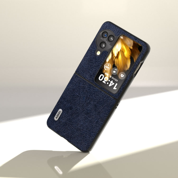 For OPPO Find N3 Flip ABEEL Retro Litchi Texture PU Phone Case(Blue) - Find N3 Flip Cases by PMC TechLife | Online Shopping South Africa | PMC TechLife