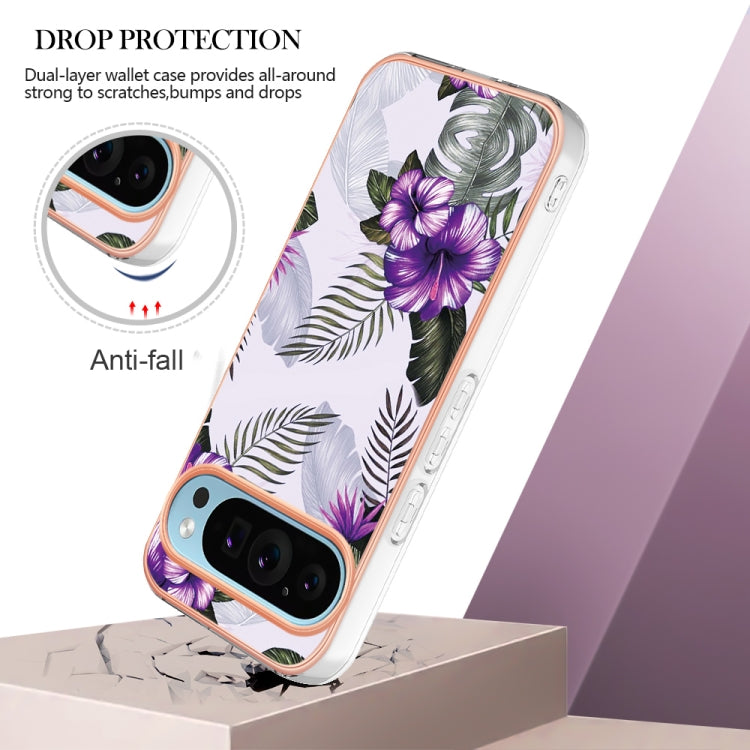 For Google Pixel 9 Pro XL Electroplating IMD TPU Phone Case(Purple Flower) - Google Cases by PMC TechLife | Online Shopping South Africa | PMC TechLife | Buy Now Pay Later Mobicred