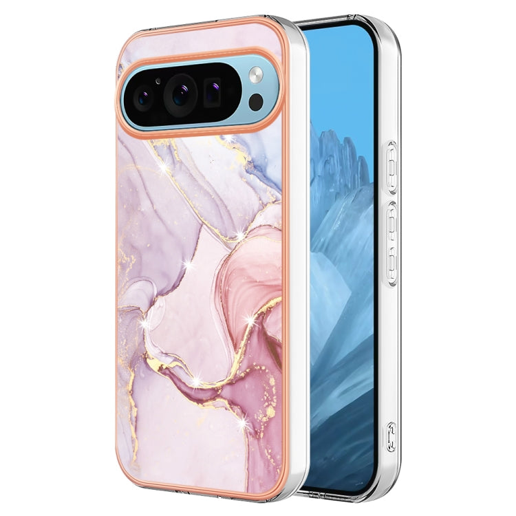 For Google Pixel 9 / 9 Pro Electroplating Marble Dual-side IMD Phone Case(Rose Gold 005) - Google Cases by PMC Jewellery | Online Shopping South Africa | PMC Jewellery | Buy Now Pay Later Mobicred