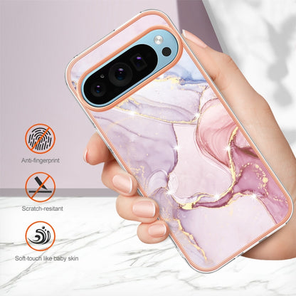 For Google Pixel 9 / 9 Pro Electroplating Marble Dual-side IMD Phone Case(Rose Gold 005) - Google Cases by PMC Jewellery | Online Shopping South Africa | PMC Jewellery | Buy Now Pay Later Mobicred