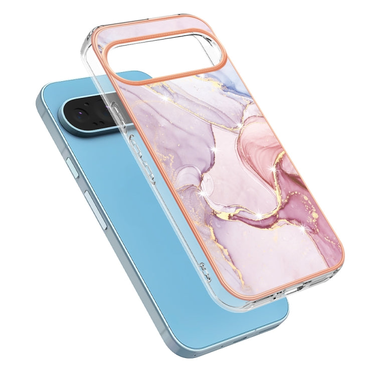 For Google Pixel 9 Pro XL Electroplating Marble Dual-side IMD Phone Case(Rose Gold 005) - Google Cases by PMC Jewellery | Online Shopping South Africa | PMC Jewellery | Buy Now Pay Later Mobicred