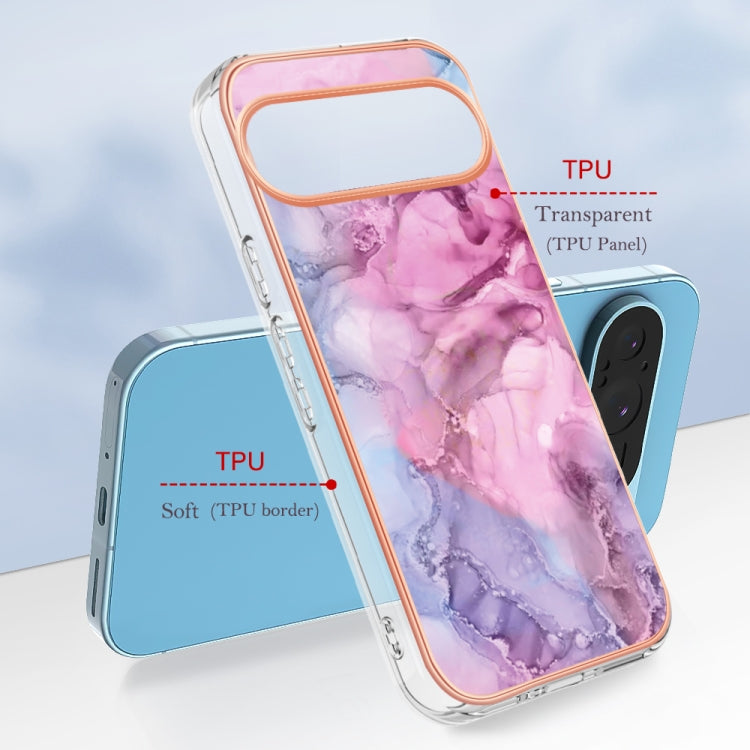 For Google Pixel 9 / 9 Pro Electroplating Marble Dual-side IMD Phone Case(Pink 013) - Google Cases by PMC TechLife | Online Shopping South Africa | PMC TechLife | Buy Now Pay Later Mobicred