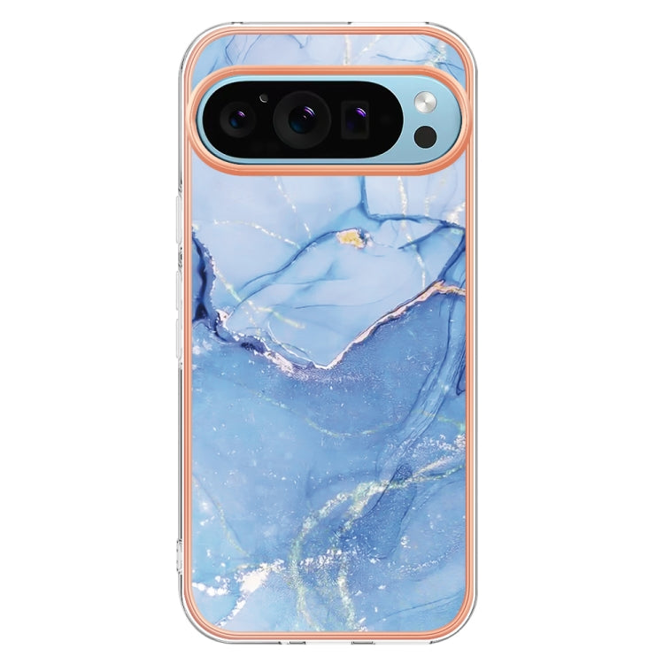 For Google Pixel 9 Pro XL Electroplating Marble Dual-side IMD Phone Case(Blue 018) - Google Cases by PMC Jewellery | Online Shopping South Africa | PMC Jewellery | Buy Now Pay Later Mobicred