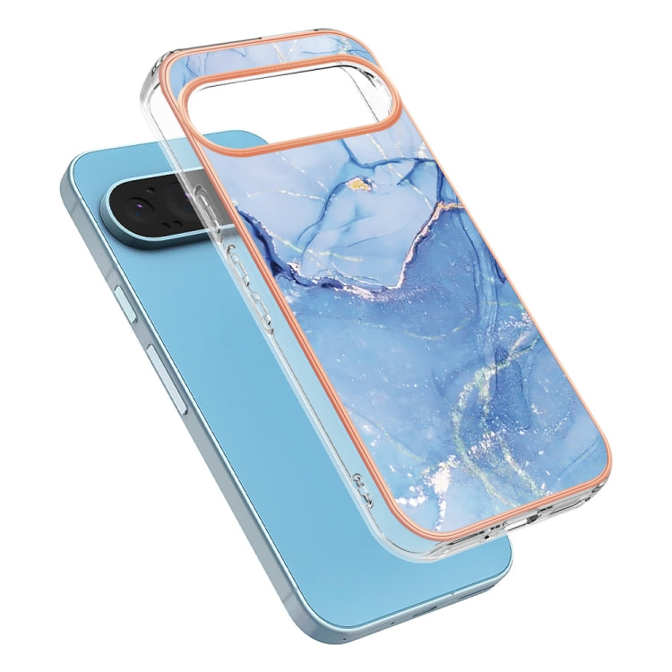 For Google Pixel 9 Pro XL Electroplating Marble Dual-side IMD Phone Case(Blue 018) - Google Cases by PMC Jewellery | Online Shopping South Africa | PMC Jewellery | Buy Now Pay Later Mobicred