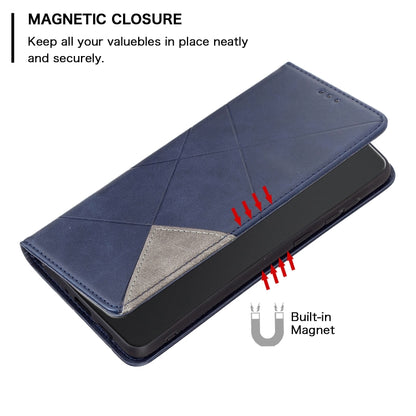 For Xiaomi Poco F5 5G / Redmi Note 12 Turbo Rhombus Texture Magnetic Leather Phone Case(Blue) - Xiaomi Cases by PMC Jewellery | Online Shopping South Africa | PMC Jewellery | Buy Now Pay Later Mobicred