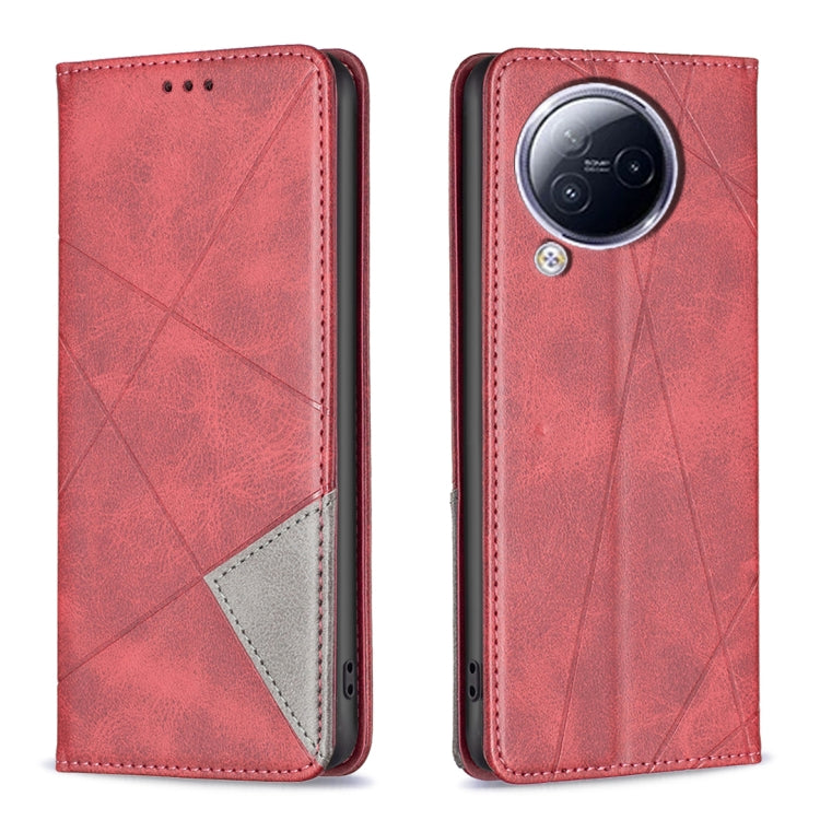 For Xiaomi Civi 3 5G Rhombus Texture Magnetic Leather Phone Case(Red) - Xiaomi Cases by PMC Jewellery | Online Shopping South Africa | PMC Jewellery | Buy Now Pay Later Mobicred