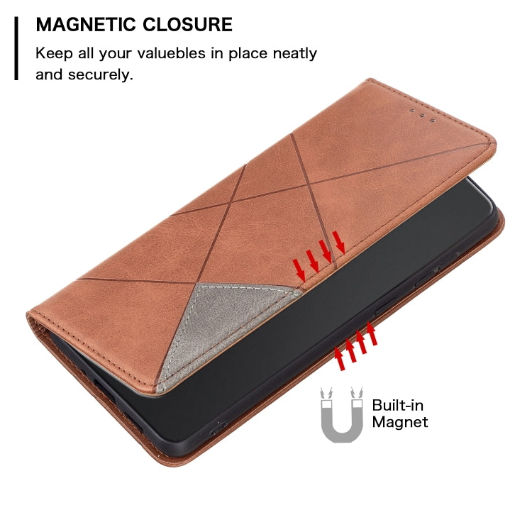 For Xiaomi Redmi Note 13 Pro+ 5G Rhombus Texture Magnetic Leather Phone Case(Brown) - Xiaomi Cases by PMC Jewellery | Online Shopping South Africa | PMC Jewellery | Buy Now Pay Later Mobicred