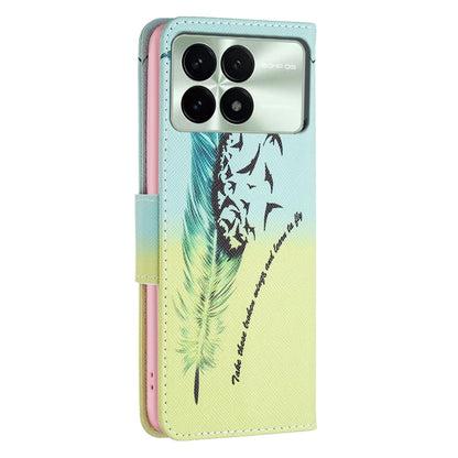 For Xiaomi Redmi K70 / K70 Pro Colored Drawing Pattern Leather Phone Case(Feather) - K70 Pro Cases by PMC Jewellery | Online Shopping South Africa | PMC Jewellery | Buy Now Pay Later Mobicred