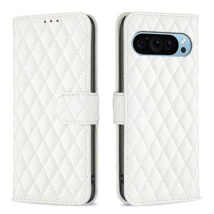 For Google Pixel 9 Pro Diamond Lattice Wallet Leather Flip Phone Case(White) - Google Cases by PMC Jewellery | Online Shopping South Africa | PMC Jewellery | Buy Now Pay Later Mobicred