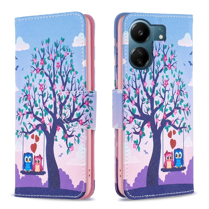 For Xiaomi Redmi 13C Colored Drawing Pattern Leather Phone Case(Owl) - 13C Cases by PMC Jewellery | Online Shopping South Africa | PMC Jewellery | Buy Now Pay Later Mobicred