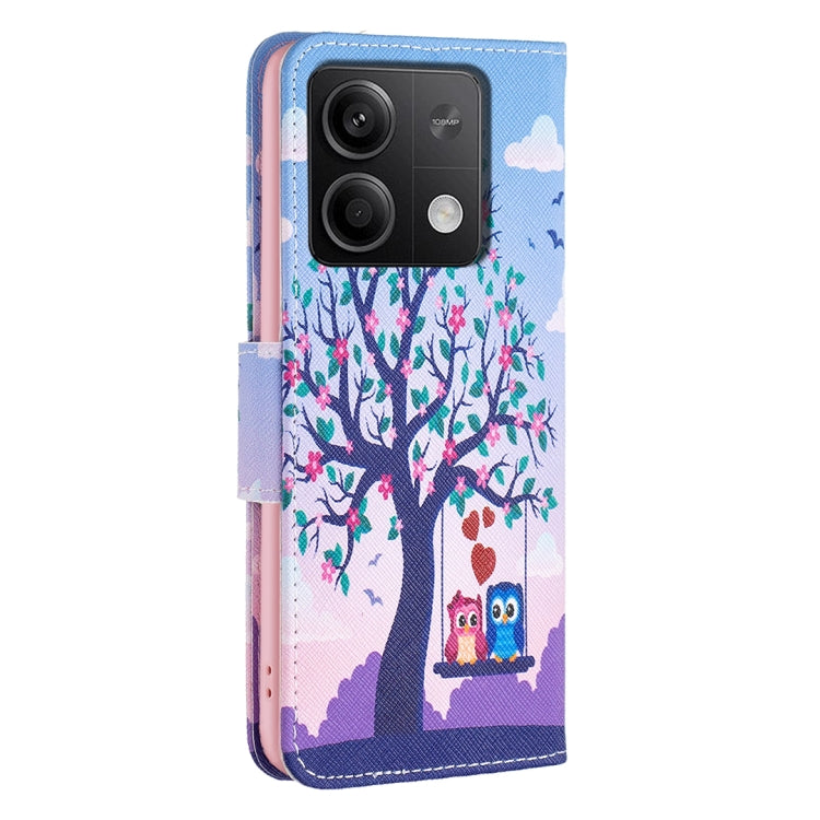 For Xiaomi Redmi Note 13 4G Global Colored Drawing Pattern Leather Phone Case(Owl) - Note 13 Cases by PMC TechLife | Online Shopping South Africa | PMC TechLife | Buy Now Pay Later Mobicred