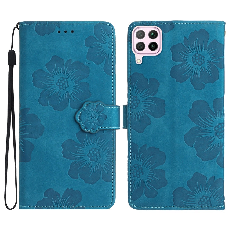 For Huawei P40 lite Flower Embossing Pattern Leather Phone Case(Blue) - Huawei Cases by PMC TechLife | Online Shopping South Africa | PMC TechLife