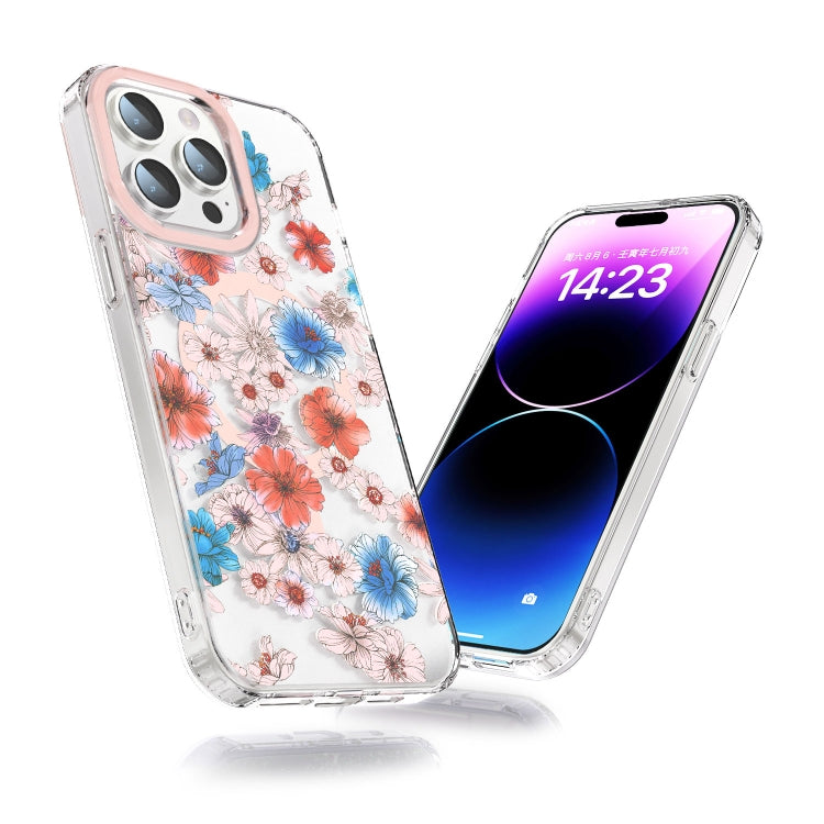 For iPhone 13 Pro MagSafe Magnetic TPU Phone Case(White Blue Flower) - iPhone 13 Pro Cases by PMC Jewellery | Online Shopping South Africa | PMC Jewellery