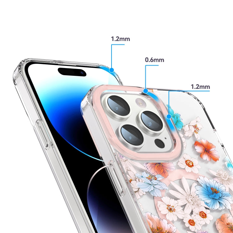 For iPhone 12 Pro MagSafe Magnetic TPU Phone Case(White Blue Flower) - iPhone 12 / 12 Pro Cases by PMC TechLife | Online Shopping South Africa | PMC TechLife