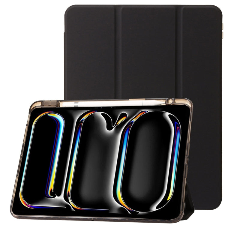 For iPad Air 11 2025 / 2024 Clear Acrylic 3-Fold Leather Tablet Case(Black) - iPad Air 11 2025 / 2024 Cases by PMC TechLife | Online Shopping South Africa | PMC TechLife | Buy Now Pay Later Mobicred