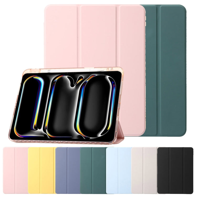 For iPad Pro 13 2024 Clear Acrylic 3-Fold Leather Tablet Case(Lavender Purple) - iPad Pro 13 2024 Cases by PMC TechLife | Online Shopping South Africa | PMC TechLife | Buy Now Pay Later Mobicred