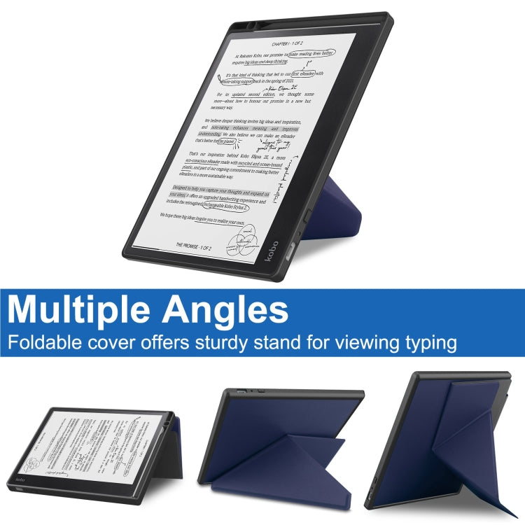 For Kobo Elipsa 2E Solid Color Deformation TPU Leather Smart Tablet Case(Dark Blue) - Others by PMC TechLife | Online Shopping South Africa | PMC TechLife | Buy Now Pay Later Mobicred