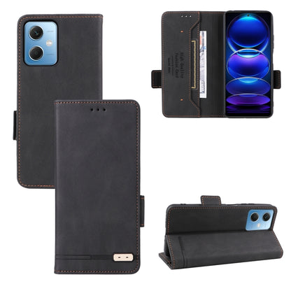 For Xiaomi Redmi Note 12 4G Magnetic Clasp Leather Phone Case(Black) - Xiaomi Cases by PMC Jewellery | Online Shopping South Africa | PMC Jewellery | Buy Now Pay Later Mobicred