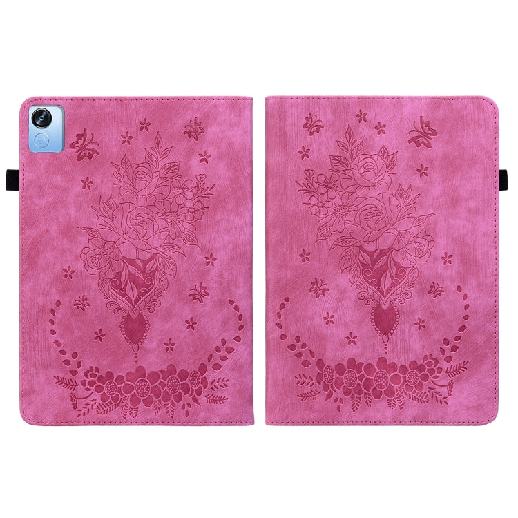 For Realme Pad X Butterfly Rose Embossed Leather Tablet Case(Rose Red) - Realme by PMC TechLife | Online Shopping South Africa | PMC TechLife | Buy Now Pay Later Mobicred