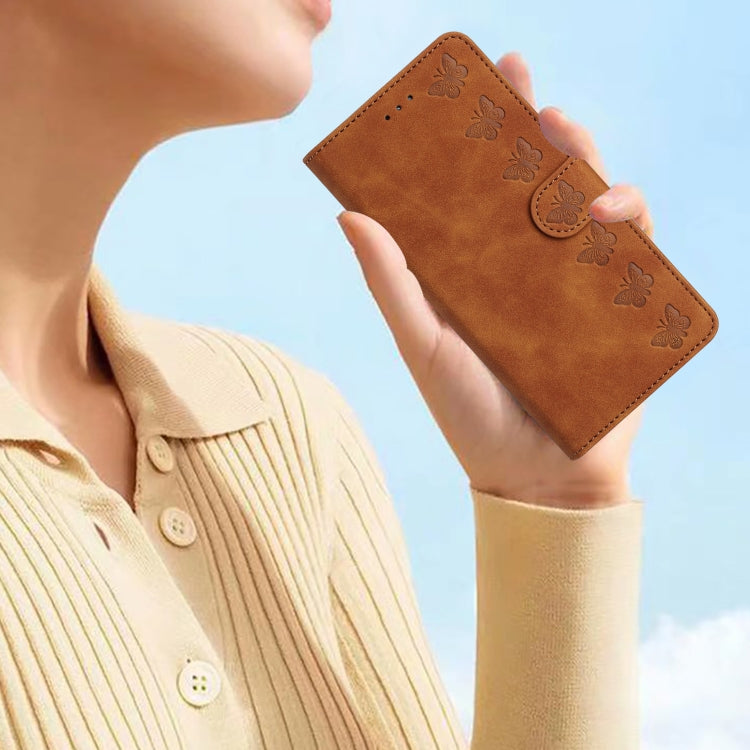 For iPhone 16 Pro Max Seven Butterflies Embossed Leather Phone Case(Brown) - iPhone 16 Pro Max Cases by PMC TechLife | Online Shopping South Africa | PMC TechLife | Buy Now Pay Later Mobicred