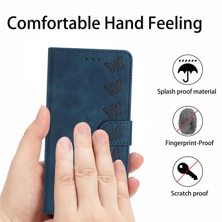 For iPhone 16e Seven Butterflies Embossed Leather Phone Case(Blue) - iPhone 16e Cases by PMC TechLife | Online Shopping South Africa | PMC TechLife | Buy Now Pay Later Mobicred