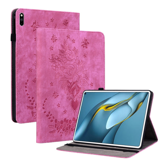 For Huawei MatePad Pro 10.8 2021 / 2018 Butterfly Rose Embossed Leather Tablet Case(Rose Red) - Huawei Cases by PMC Jewellery | Online Shopping South Africa | PMC Jewellery | Buy Now Pay Later Mobicred