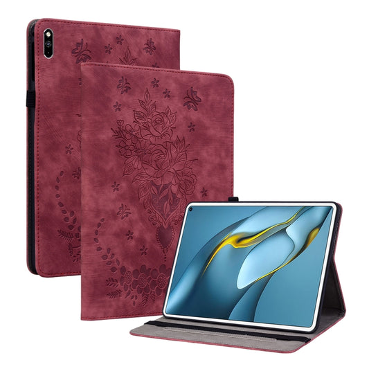 For Huawei MatePad Pro 10.8 2021 / 2018 Butterfly Rose Embossed Leather Tablet Case(Red) - Huawei Cases by PMC Jewellery | Online Shopping South Africa | PMC Jewellery | Buy Now Pay Later Mobicred