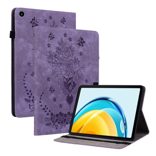 For Huawei MatePad SE 10.4 Butterfly Rose Embossed Leather Tablet Case(Purple) - Huawei Cases by PMC Jewellery | Online Shopping South Africa | PMC Jewellery | Buy Now Pay Later Mobicred