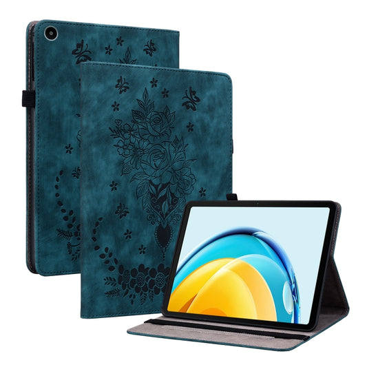 For Huawei MatePad SE 10.4 Butterfly Rose Embossed Leather Tablet Case(Dark Blue) - Huawei Cases by PMC Jewellery | Online Shopping South Africa | PMC Jewellery | Buy Now Pay Later Mobicred