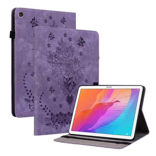 For Huawei MatePad T 10s/Enjoy Tablet 2 Butterfly Rose Embossed Leather Tablet Case(Purple) - Huawei Cases by PMC Jewellery | Online Shopping South Africa | PMC Jewellery | Buy Now Pay Later Mobicred