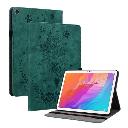 For Huawei MatePad T 10s / Enjoy Tablet 2 Butterfly Rose Embossed Leather Tablet Case(Green) - Huawei Cases by PMC Jewellery | Online Shopping South Africa | PMC Jewellery | Buy Now Pay Later Mobicred