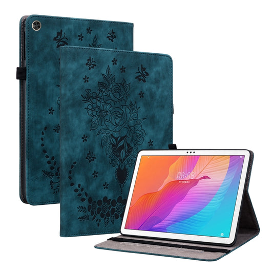 For Huawei MatePad T 10s / Enjoy Tablet 2 Butterfly Rose Embossed Leather Tablet Case(Dark Blue) - Huawei Cases by PMC Jewellery | Online Shopping South Africa | PMC Jewellery | Buy Now Pay Later Mobicred