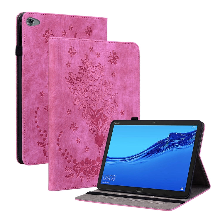 For Huawei MediaPad M5 Lite / C5 10.1 Butterfly Rose Embossed Leather Tablet Case(Rose Red) - Huawei Cases by PMC TechLife | Online Shopping South Africa | PMC TechLife | Buy Now Pay Later Mobicred