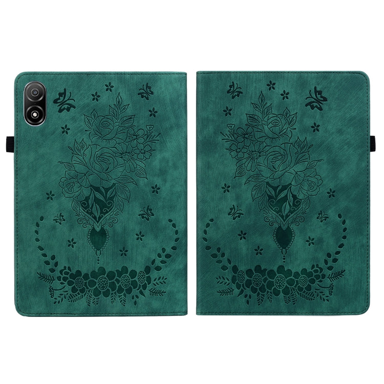 For Honor Pad V8 Pro Butterfly Rose Embossed Leather Tablet Case(Green) - Honor Cases by PMC TechLife | Online Shopping South Africa | PMC TechLife | Buy Now Pay Later Mobicred