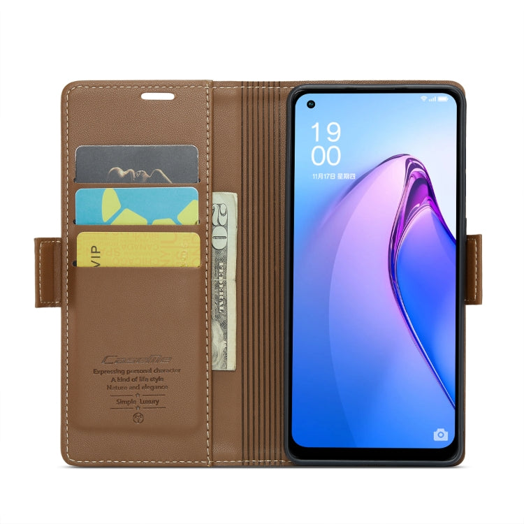 For OPPO Reno7 Z Global/Reno7 Lite Global CaseMe 023 Butterfly Buckle Litchi Texture RFID Anti-theft Leather Phone Case(Brown) - OPPO Cases by CaseMe | Online Shopping South Africa | PMC Jewellery | Buy Now Pay Later Mobicred