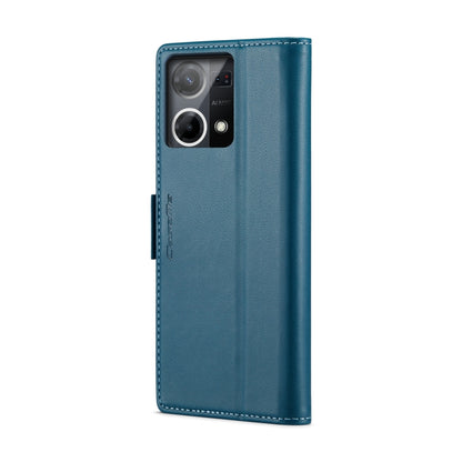 For OPPO Reno7 4G Indonesia/F21 Pro 4G/Reno8 4G CaseMe 023 Butterfly Buckle Litchi Texture RFID Anti-theft Leather Phone Case(Blue) - OPPO Cases by CaseMe | Online Shopping South Africa | PMC Jewellery | Buy Now Pay Later Mobicred