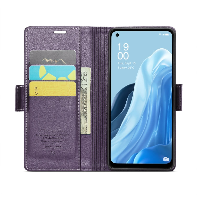 For OPPO Reno7 4G Indonesia/F21 Pro 4G/Reno8 4G CaseMe 023 Butterfly Buckle Litchi Texture RFID Anti-theft Leather Phone Case(Pearly Purple) - OPPO Cases by CaseMe | Online Shopping South Africa | PMC Jewellery | Buy Now Pay Later Mobicred