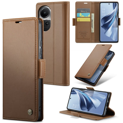 For OPPO Reno10 5G Global／Reno10 Pro Global CaseMe 023 Butterfly Buckle Litchi Texture RFID Anti-theft Leather Phone Case(Brown) - OPPO Cases by CaseMe | Online Shopping South Africa | PMC Jewellery | Buy Now Pay Later Mobicred