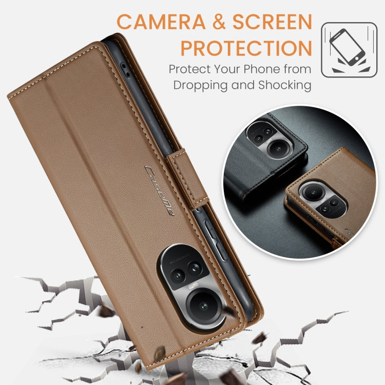 For OPPO Reno10 5G Global／Reno10 Pro Global CaseMe 023 Butterfly Buckle Litchi Texture RFID Anti-theft Leather Phone Case(Brown) - OPPO Cases by CaseMe | Online Shopping South Africa | PMC Jewellery | Buy Now Pay Later Mobicred