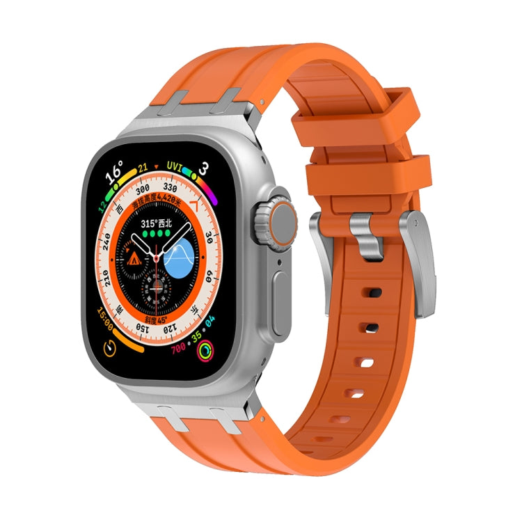 AP Silicone Watch Band For Apple Watch SE 2023 44mm(Silver Orange) - Watch Bands by PMC TechLife | Online Shopping South Africa | PMC TechLife