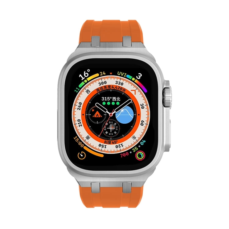 AP Silicone Watch Band For Apple Watch SE 2023 44mm(Silver Orange) - Watch Bands by PMC TechLife | Online Shopping South Africa | PMC TechLife