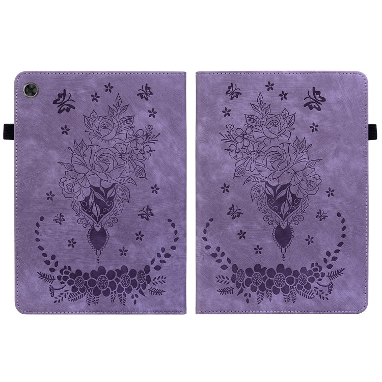 For Lenovo Tab M10 Plus 10.6 3rd Gen Butterfly Rose Embossed Leather Tablet Case(Purple) - Lenovo by PMC TechLife | Online Shopping South Africa | PMC TechLife | Buy Now Pay Later Mobicred