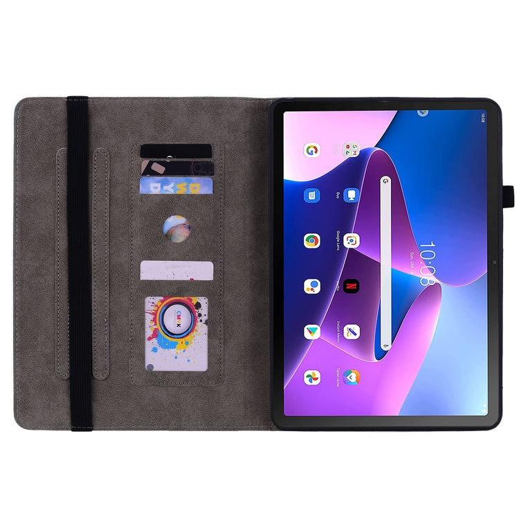 For Lenovo Tab M10 Plus 10.6 3rd Gen Butterfly Rose Embossed Leather Tablet Case(Dark Blue) - Lenovo by PMC TechLife | Online Shopping South Africa | PMC TechLife | Buy Now Pay Later Mobicred