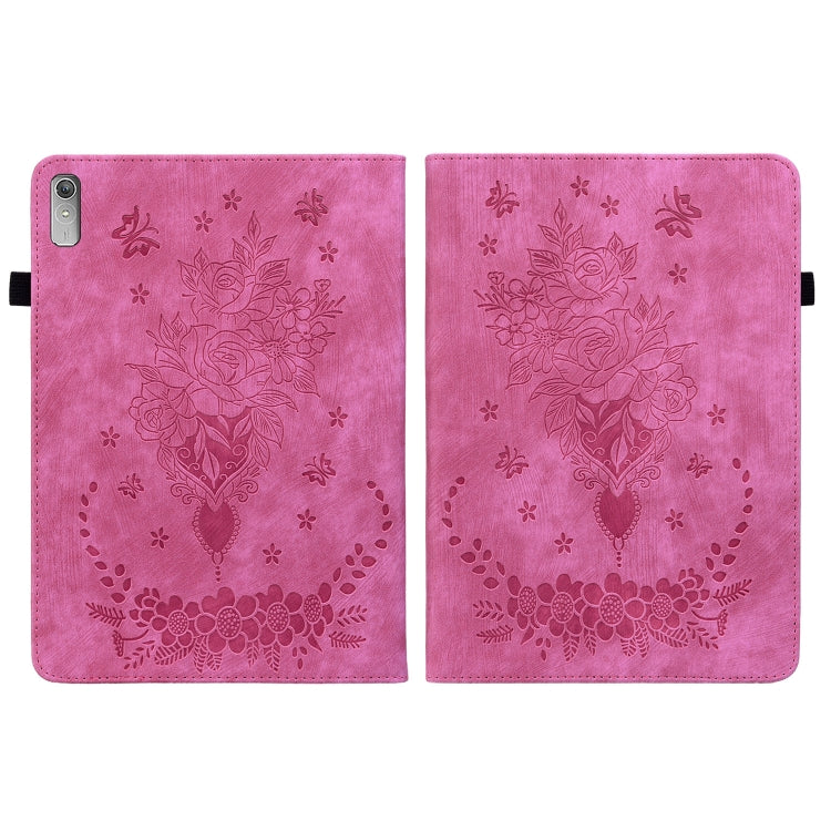 For Lenovo Tab P11 Gen 2 11.5 Butterfly Rose Embossed Leather Tablet Case(Rose Red) - Lenovo by PMC TechLife | Online Shopping South Africa | PMC TechLife | Buy Now Pay Later Mobicred