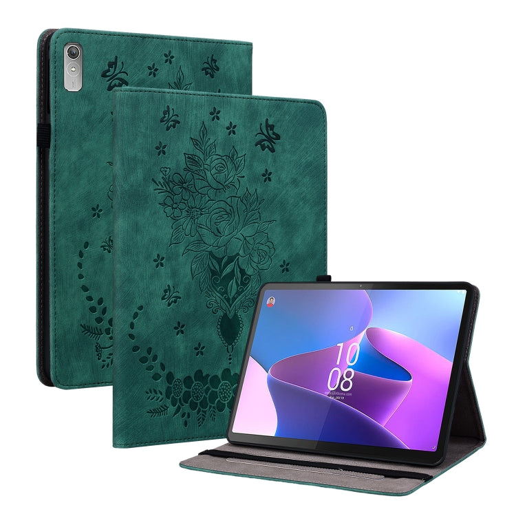 For Lenovo Tab P11 Gen 2 11.5 Butterfly Rose Embossed Leather Tablet Case(Green) - free shipping - PMC TechLife - Order now!