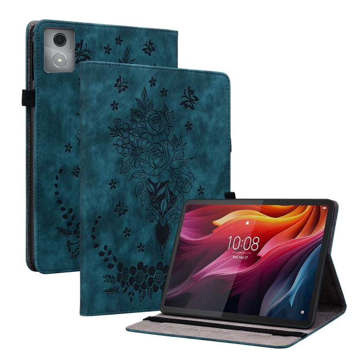 For Lenovo Tab K11 Plus Butterfly Rose Embossed Leather Tablet Case(Dark Blue) - Lenovo by PMC TechLife | Online Shopping South Africa | PMC TechLife | Buy Now Pay Later Mobicred