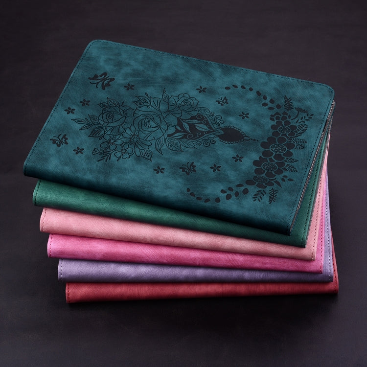 For Lenovo Tab M10 10.1 3rd Gen Butterfly Rose Embossed Leather Tablet Case(Rose Red) - Lenovo by PMC TechLife | Online Shopping South Africa | PMC TechLife | Buy Now Pay Later Mobicred