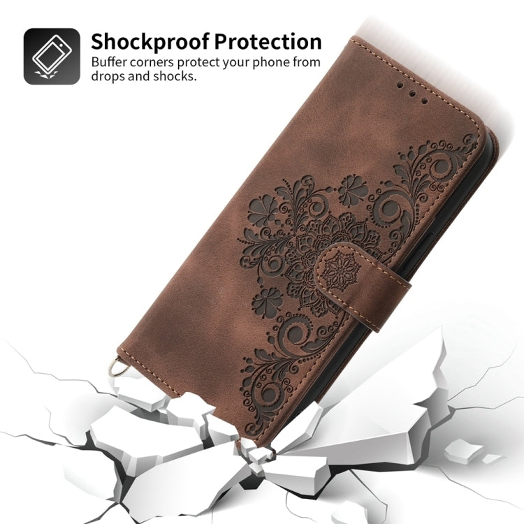 For Huawei Pura 70 Skin-feel Flowers Embossed Wallet Leather Phone Case(Brown) - Huawei Cases by PMC Jewellery | Online Shopping South Africa | PMC Jewellery | Buy Now Pay Later Mobicred